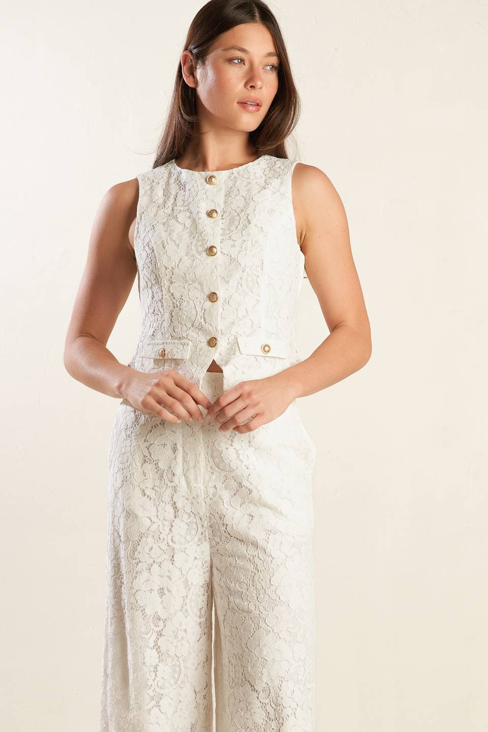 THINK LATER WOVEN LACE VEST