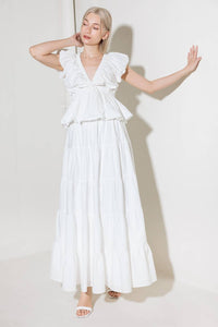 SLOW DOWN IN WHITE WOVEN TOP