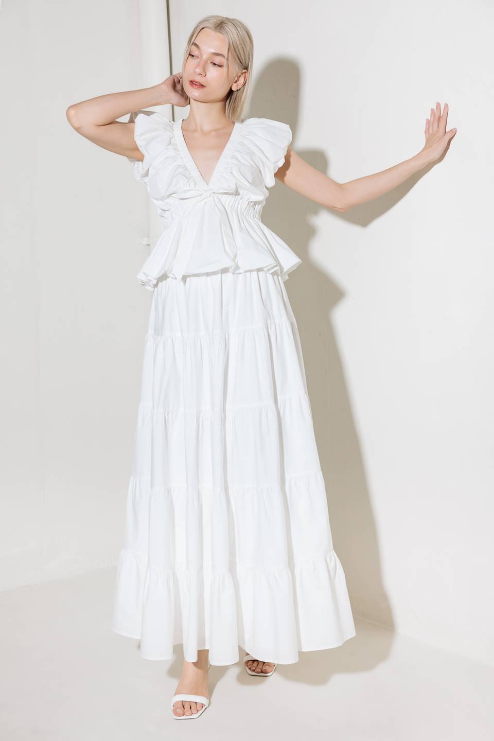 SLOW DOWN IN WHITE WOVEN TOP