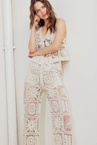 COASTAL BREEZE CROCHET VEST AND PANT SET