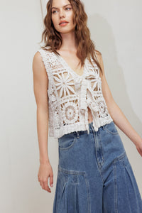 COASTAL BREEZE CROCHET VEST AND PANT SET