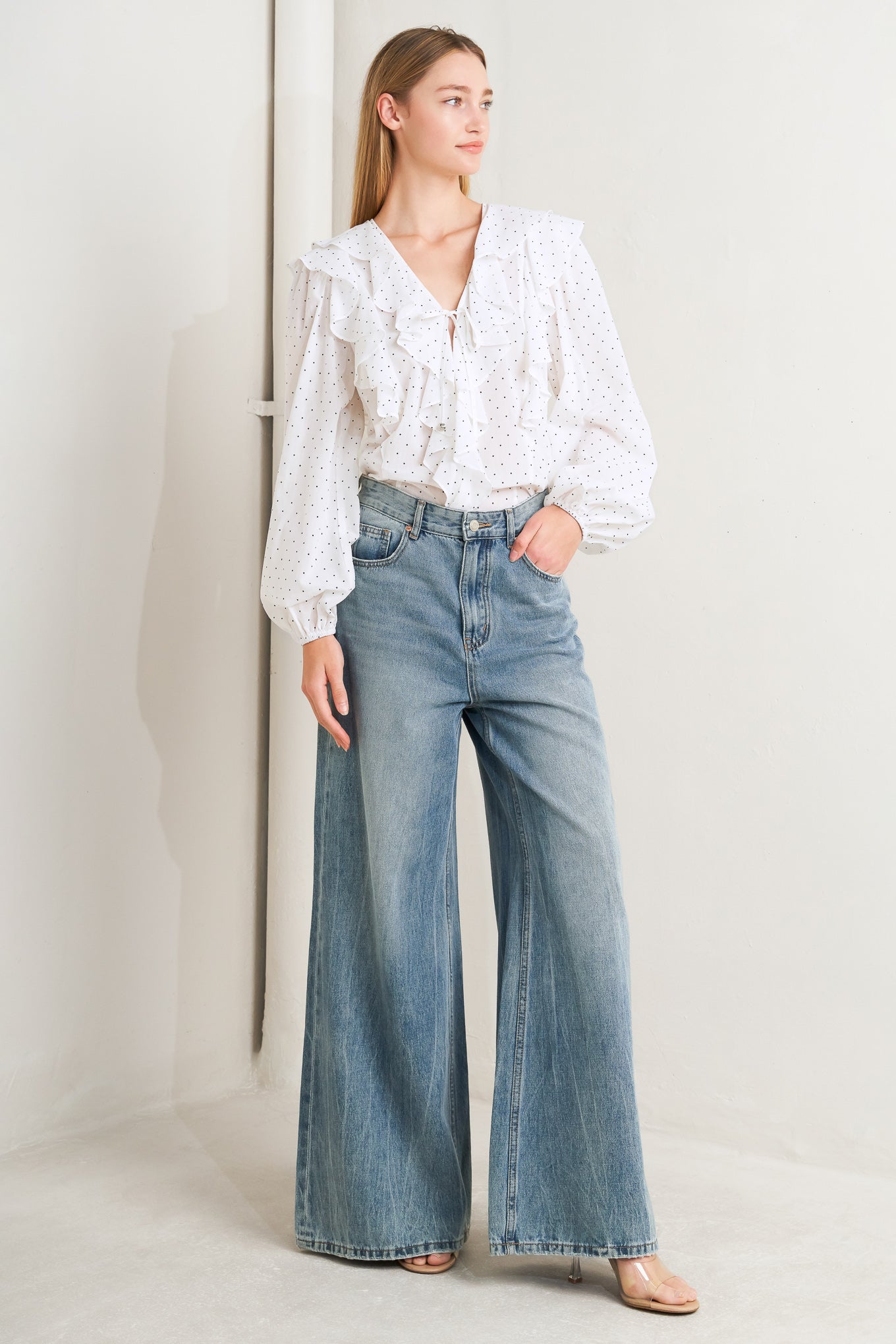 MADE OF DREAMS POLKA DOT WOVEN TOP