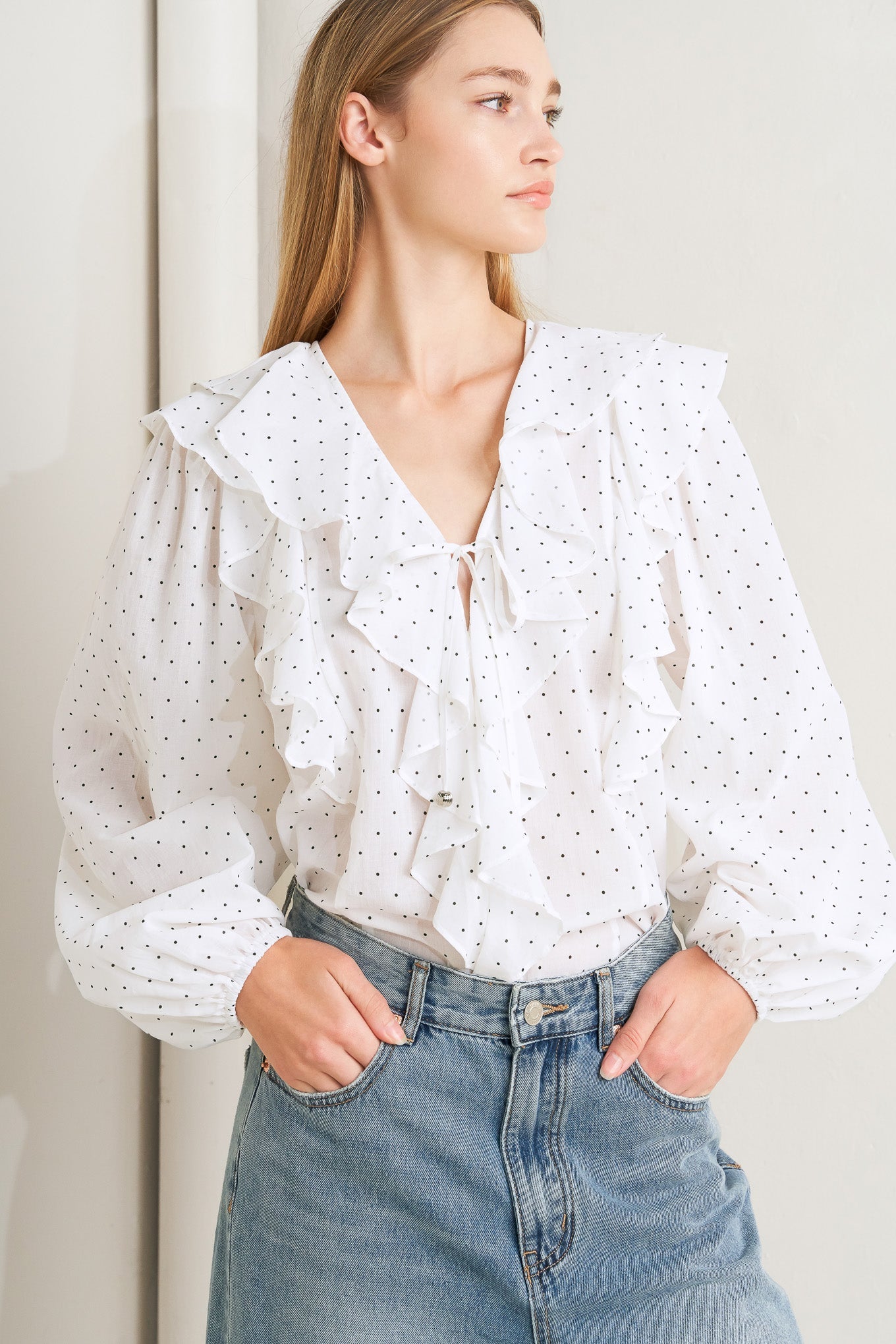 MADE OF DREAMS POLKA DOT WOVEN TOP
