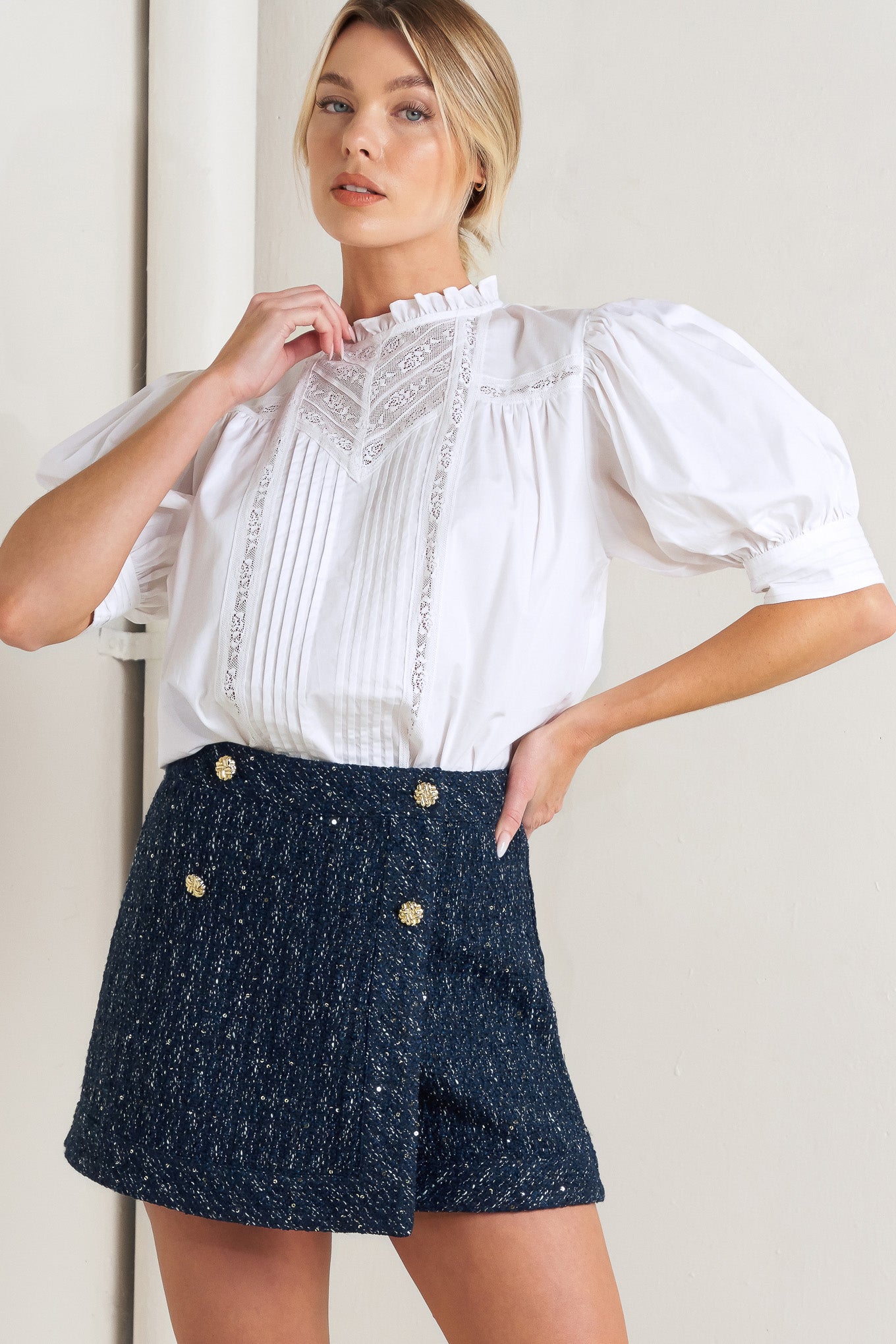 PURE POETRY VICTORIAN WOVEN TOP