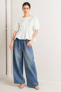 SILENT MORNING WOVEN TOP