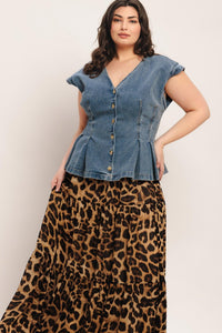 NO SECOND THOUGHT WASHED DENIM TOP