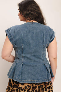 NO SECOND THOUGHT WASHED DENIM TOP
