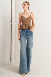 PURELY ROMANTIC WOVEN LACE CAMI TOP