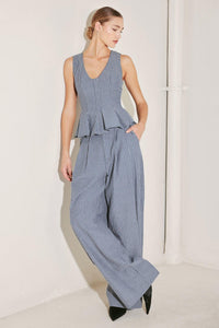 MARINA PINSTRIPE WOVEN TOP
