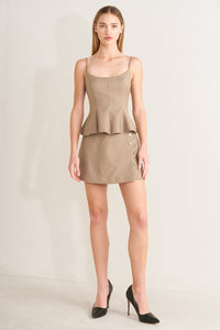 MANHATTAN PEPLUM WOVEN CAMI TOP