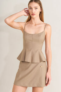 MANHATTAN PEPLUM WOVEN CAMI TOP