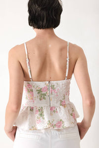 GARDEN STAY WOVEN BUSTIER TOP