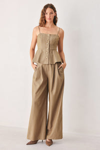STONEWASH RELAXED WOVEN TOP
