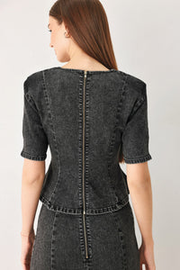 STONEWASHED DENIM TOP