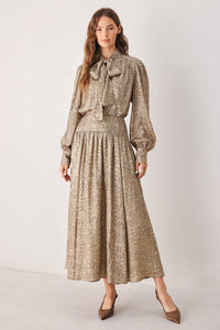 SERPENTINE TAUPE SNAKESKIN WOVEN TOP