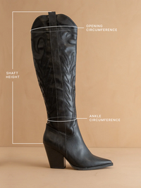The Bronco | Black Knee High Embroidered Cowboy Boot