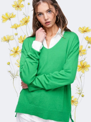 Hailey V-Neck Sweater GREEN