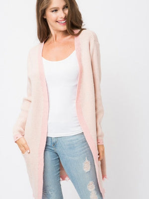 Love You Madly Distressed Cardi/Peach