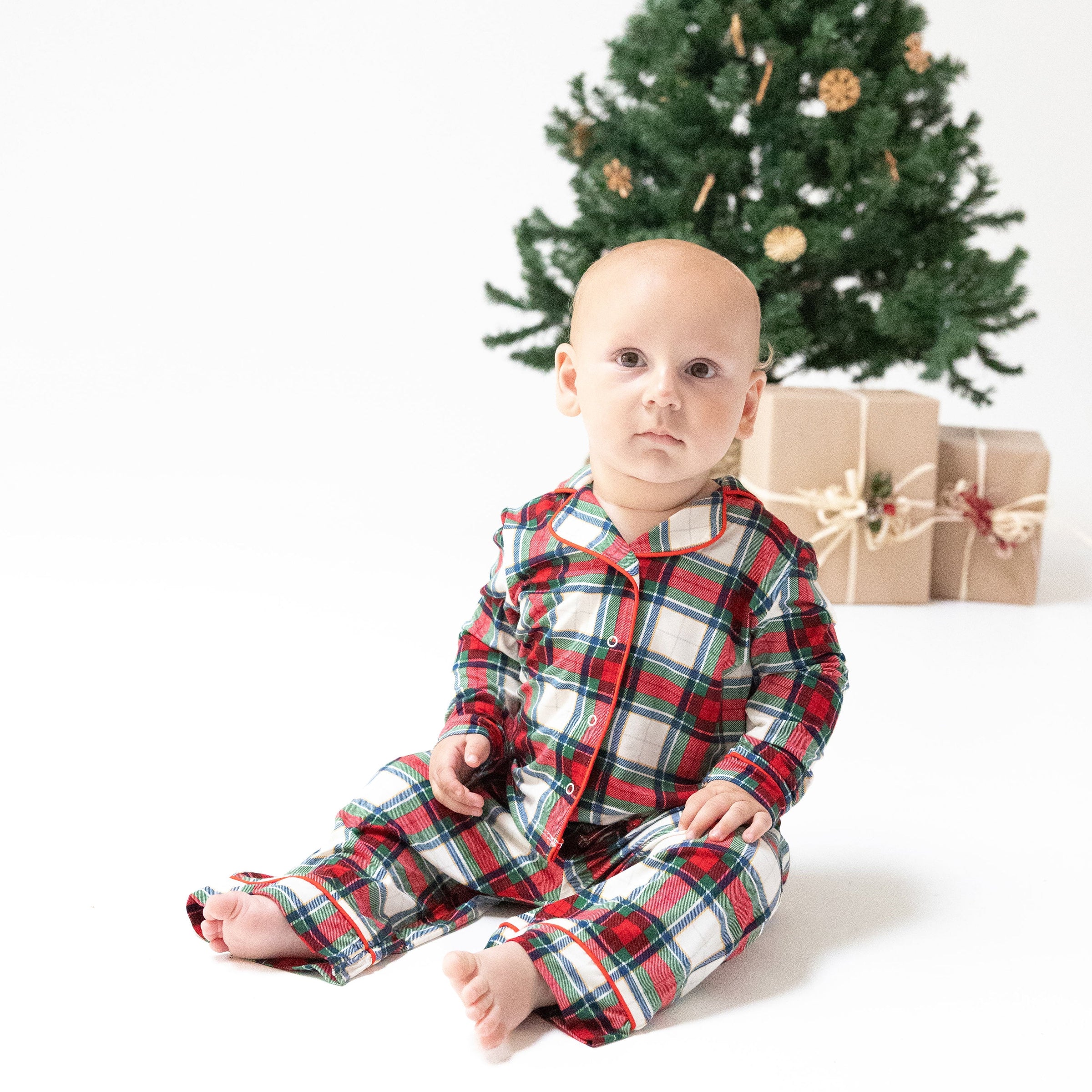 Holiday Plaid - Kids Long Sleeve Coat Style with Pant