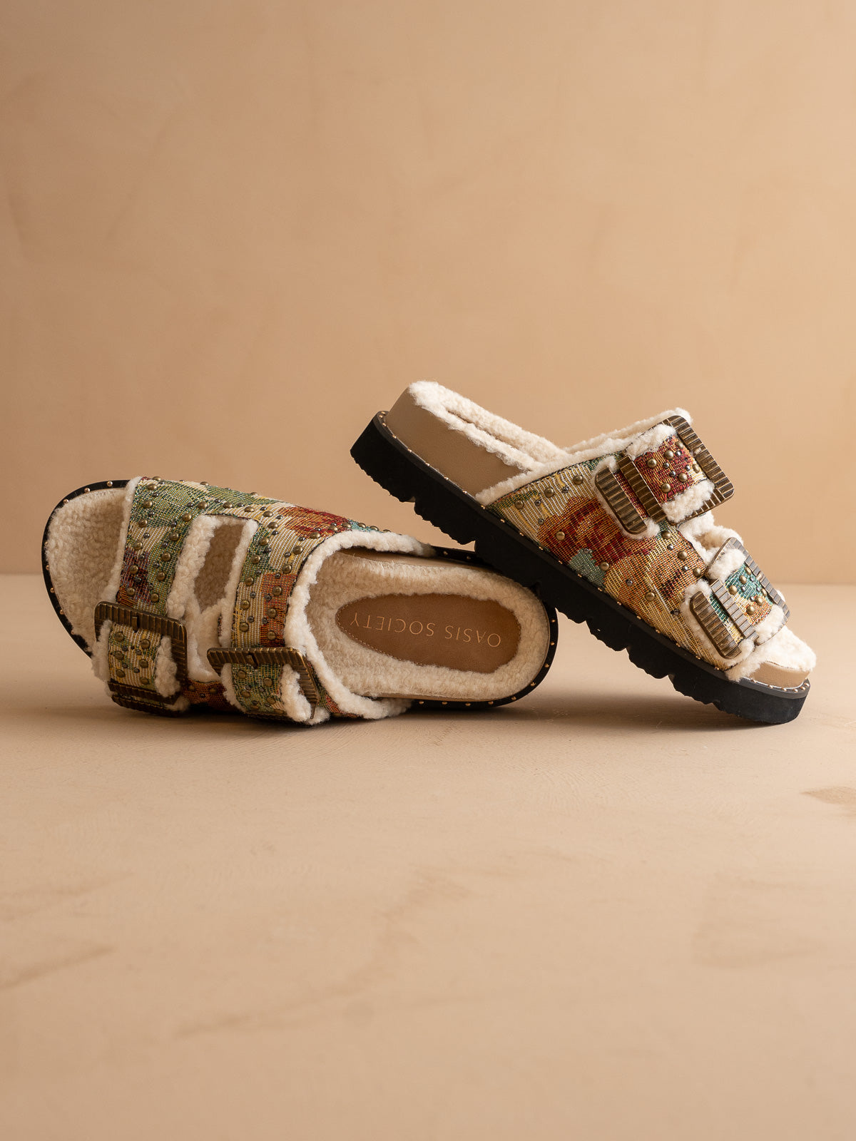 The Gaylen | Floral Tapestry Fleece Lined Slipper Slide