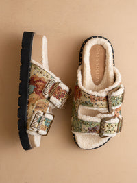 The Gaylen | Floral Tapestry Fleece Lined Slipper Slide