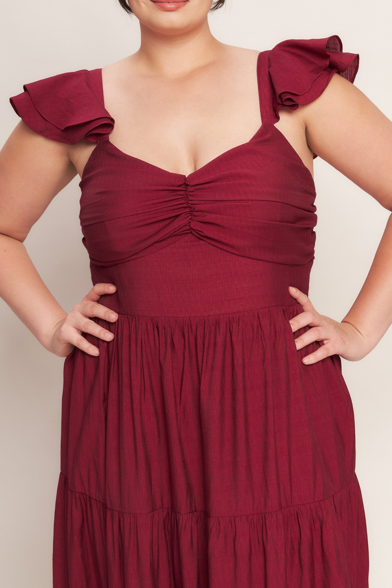SUMMER MILK DEEP RED WOVEN MAXI DRESS