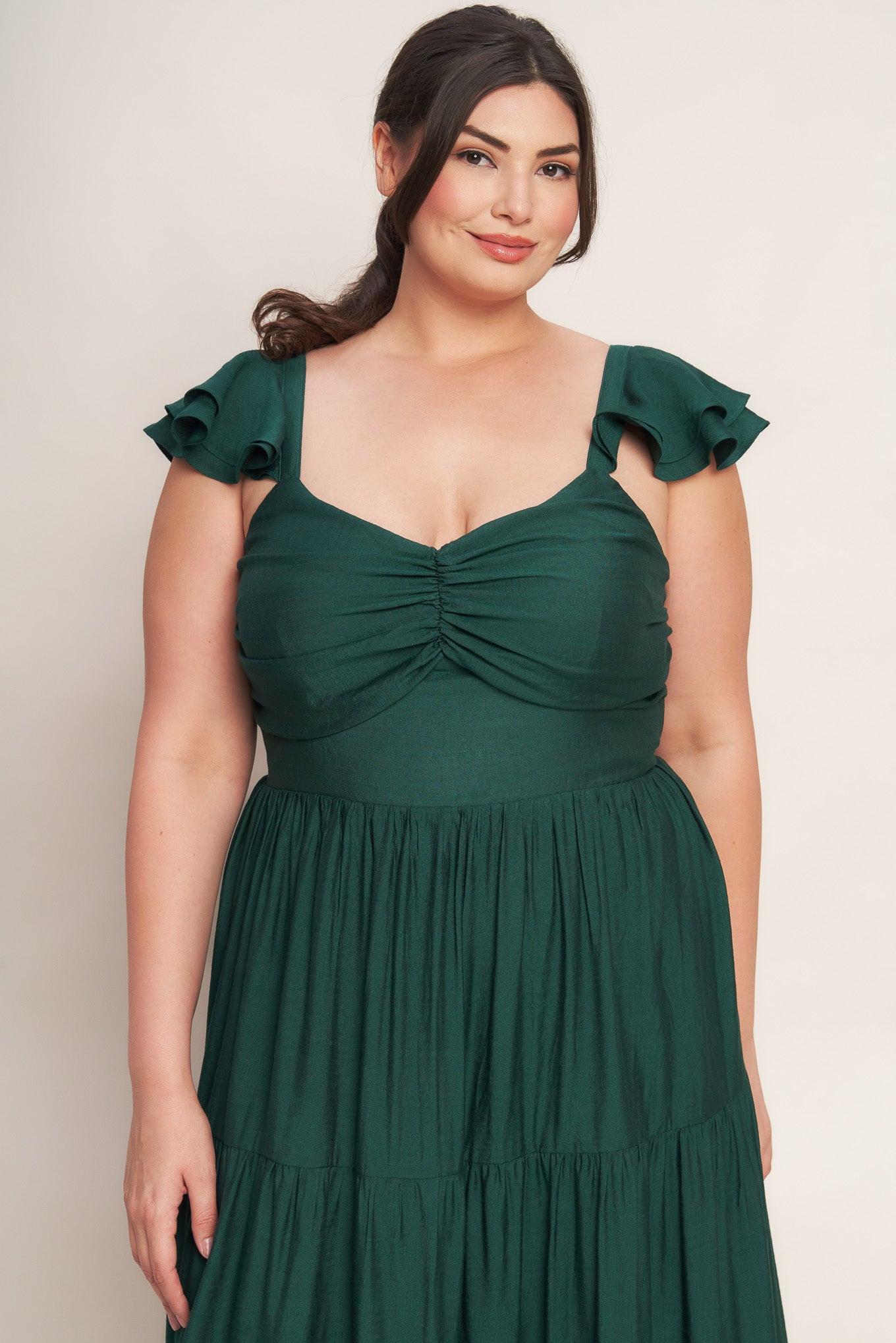forest green summer dress SSYS Marcie Halter Dress In Forest Green Large