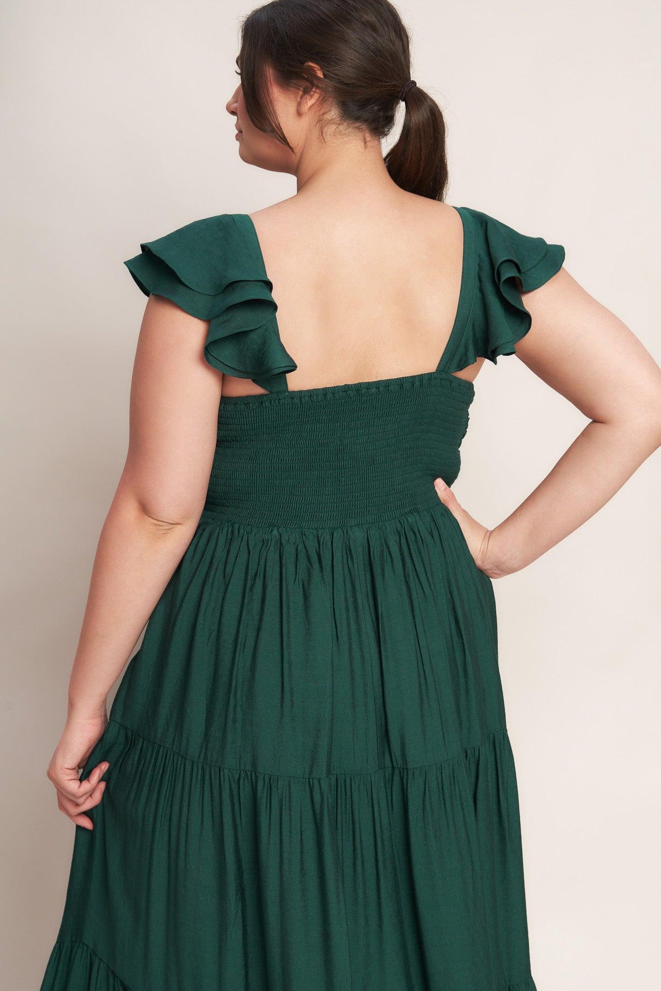 forest green summer dress SUMMER MILK FOREST GREEN WOVEN MAXI DRESS Adelyne's Boutique & Gifts