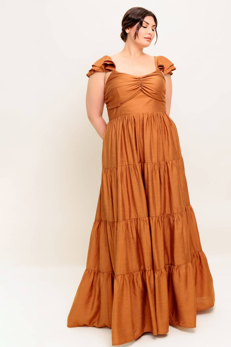 SUMMER MILK RUST WOVEN MAXI DRESS