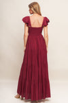 SUMMER MILK DEEP RED WOVEN MAXI DRESS