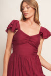 SUMMER MILK DEEP RED WOVEN MAXI DRESS