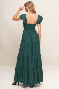 SUMMER MILK FOREST GREEN WOVEN MAXI DRESS