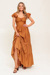 SUMMER MILK RUST WOVEN MAXI DRESS