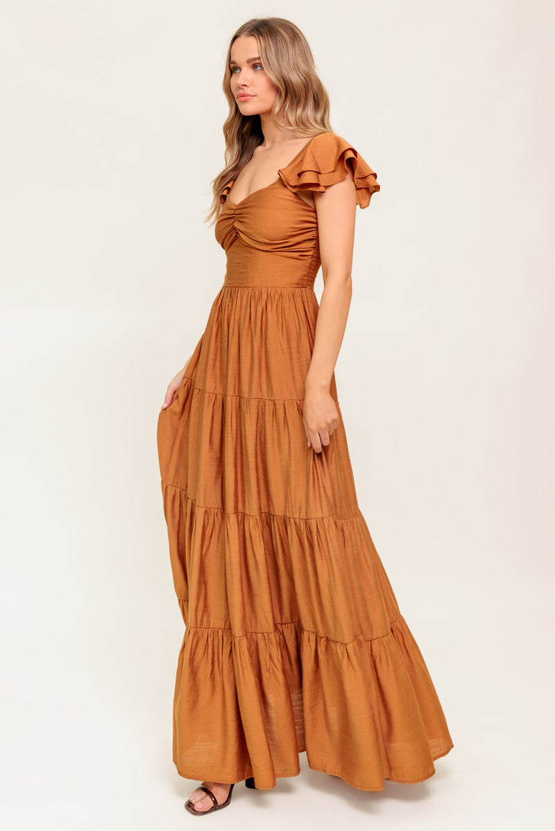 SUMMER MILK RUST WOVEN MAXI DRESS