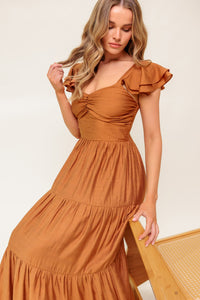 SUMMER MILK RUST WOVEN MAXI DRESS