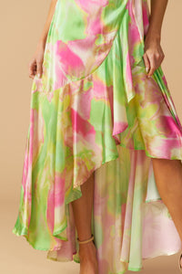 LA BEBE WOVEN SATIN MAXI DRESS