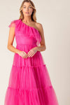 SOME FRESH AIR FUCHSIA TULLE MIDI DRESS
