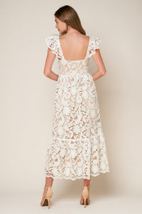 STILL THINKING LACE MIDI DRESS