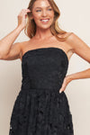 CAREFREE NIGHTS BLACK LACE MIDI DRESS