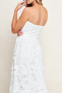 CAREFREE NIGHTS LACE OFF WHITE MIDI DRESS