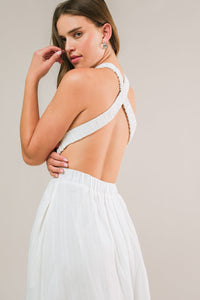 ADMIRED FROM AFAR WOVEN MIDI DRESS