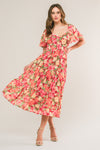 LOVE IS BLOOMING WOVEN MIDI DRESS