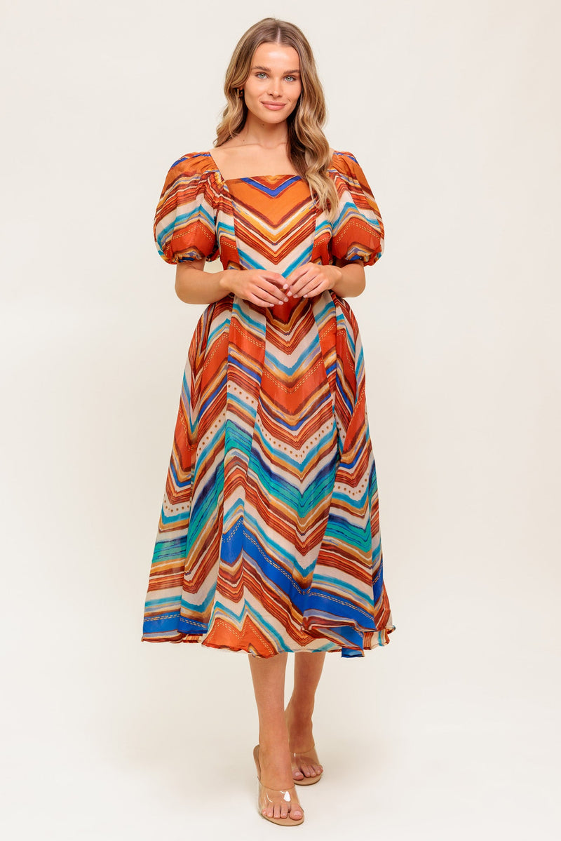 BRIGHT PERSONALITY WOVEN MIDI DRESS