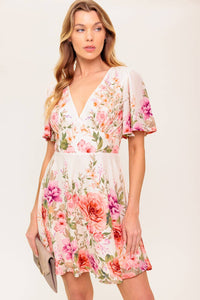 THE WORLD AWAITS LIGHT PINK WOVEN MINI DRESS