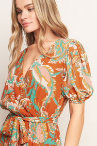 CAN'T LIVE WITHOUT RUST WOVEN MIDI DRESS