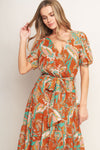 CAN'T LIVE WITHOUT RUST WOVEN MIDI DRESS