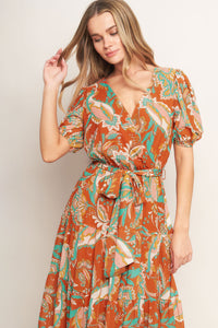 CAN'T LIVE WITHOUT RUST WOVEN MIDI DRESS