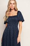TRY AND TRY AGAIN JACQUARD WOVEN MIDI DRESS