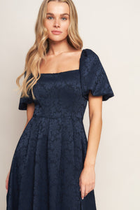 TRY AND TRY AGAIN JACQUARD WOVEN MIDI DRESS
