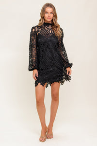 GETTING STARTED WOVEN LACE MINI DRESS